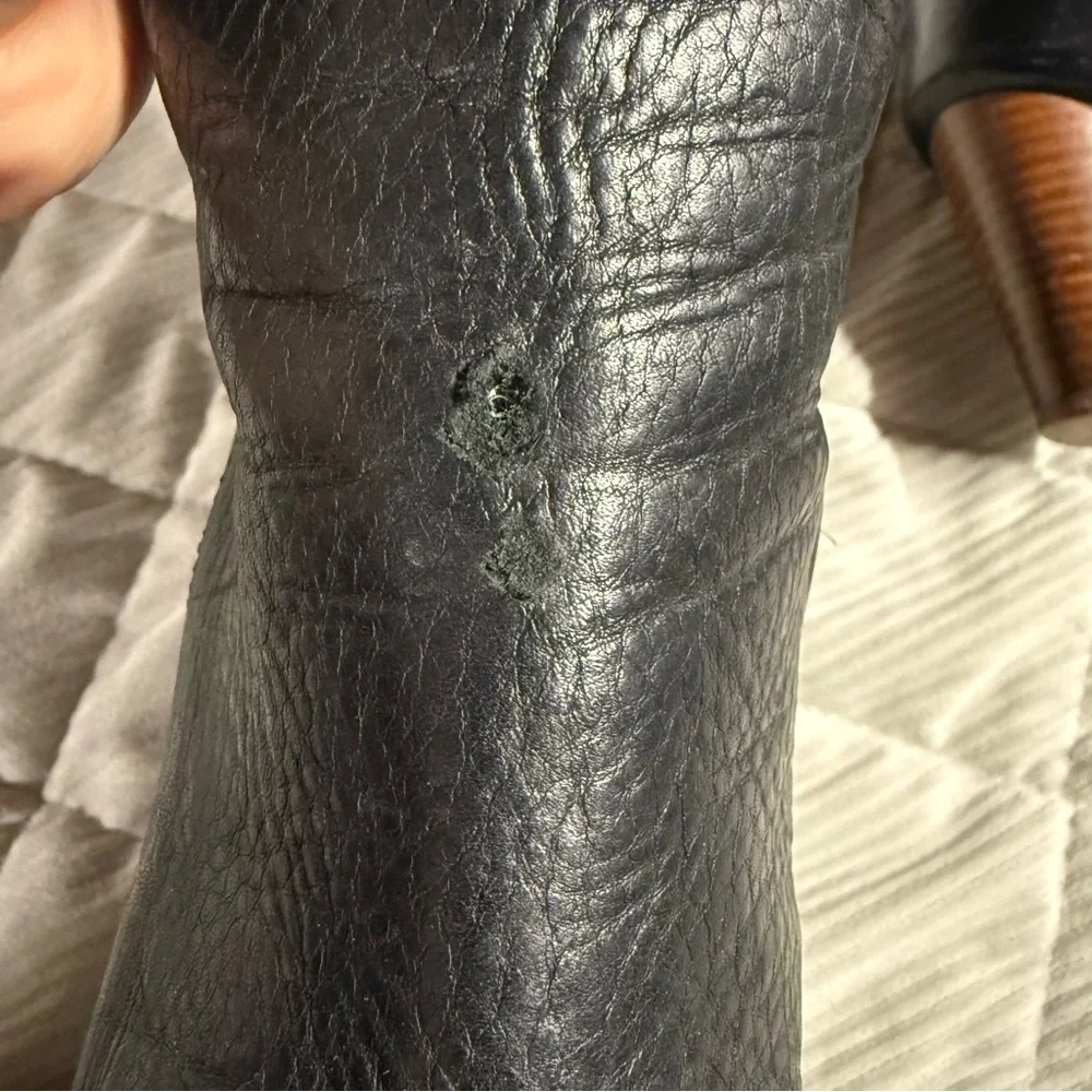 UGG 5454 Caroline Mid Calf Leather Heel Boot, Size 7.5 7 1/2 Black - Picture 12 of 16